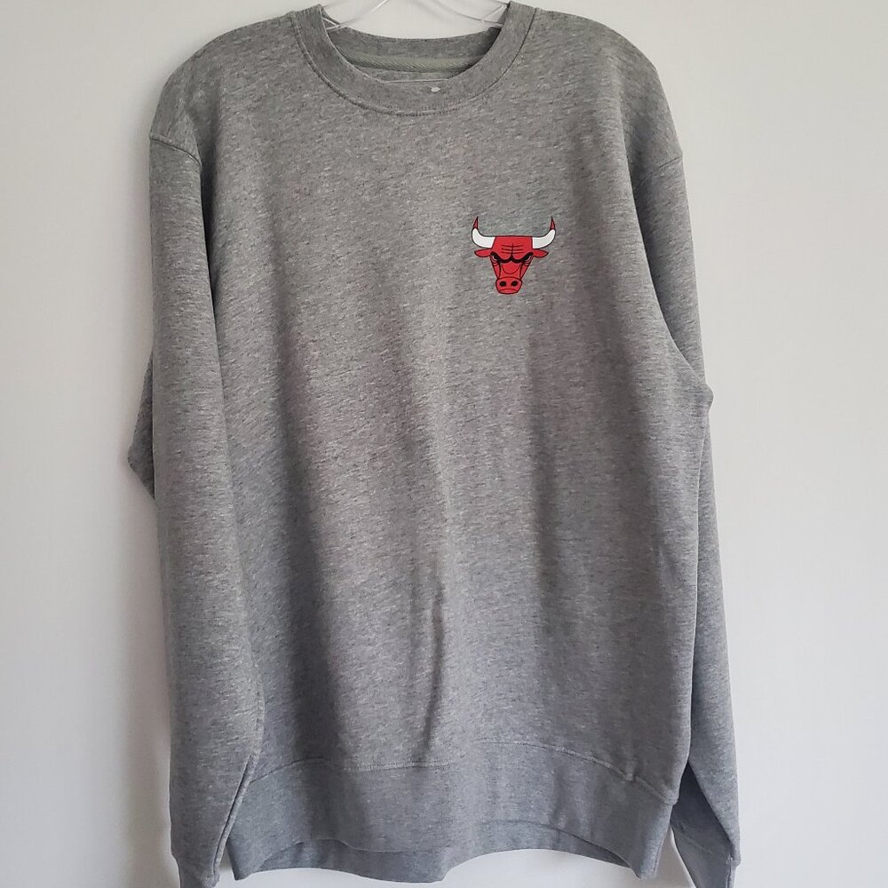 NBA Chicago Bulls Pullover Sweatshirt Grey & Vinyl Loud Logo Men's Size Medium